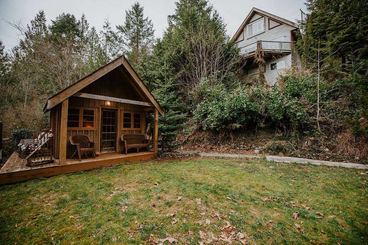 Private wood cabin nestled in the garden